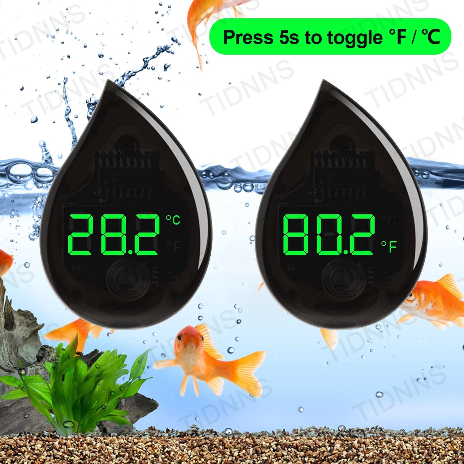 Aquarium Thermometer - Aquarium Self-Adhesive Thermometer LCD Digital Fish