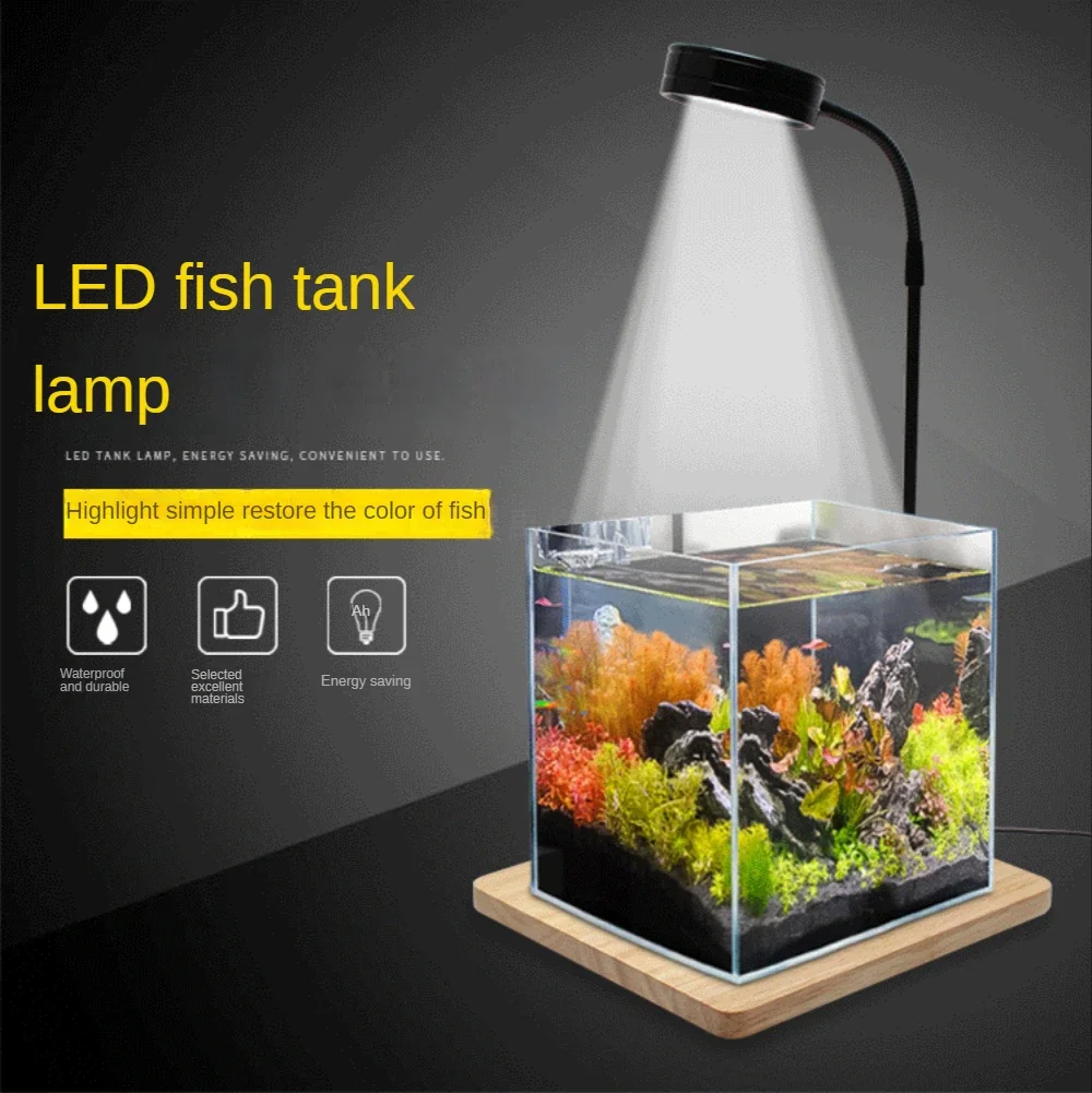 Aquarium Fish Pot - LED Aquarium Grow Light with Bamboo