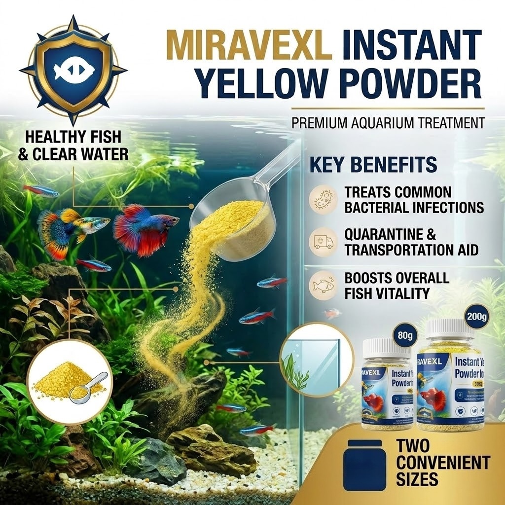 Aquarium Fish Medicine - MIRAVEXL Instant Yellow Powder for Ornamental