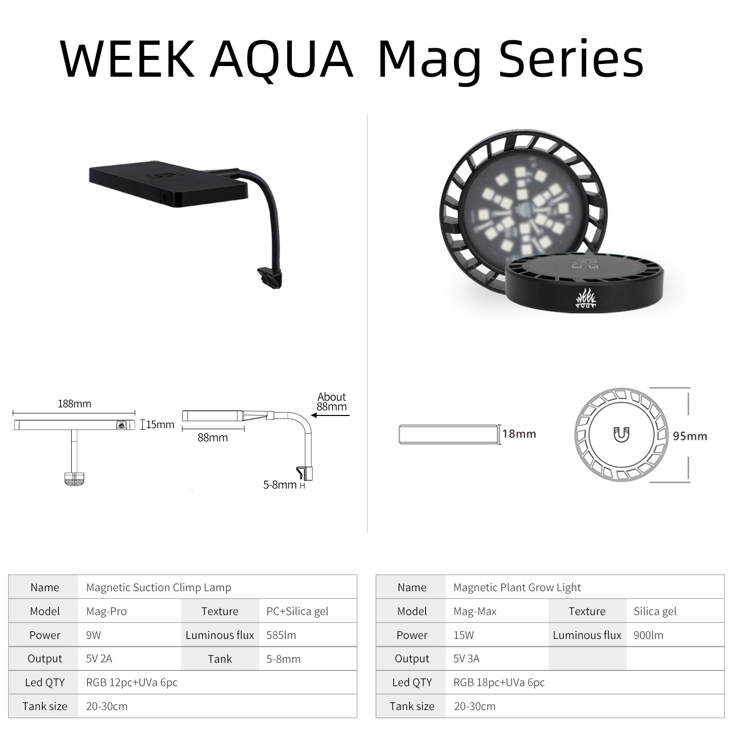 WEEK AQUA Mag Pro Mag Max Nano - Aquarium Fish Light Lamp ulasan dan harga